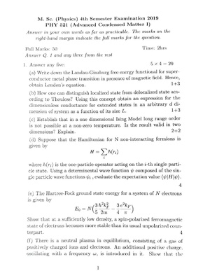 CU-2019 M.Sc. Physics Semester-IV Paper-PHY-521 Advanced Condensed Matter-I QP.pdf