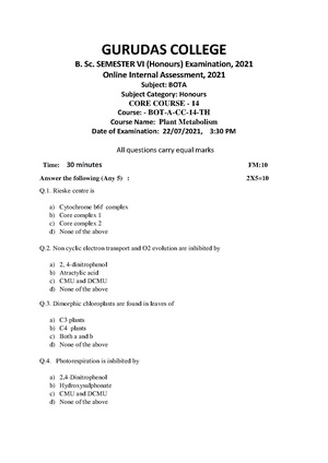 GC-2021 B.Sc. (Honours) Botany Semester-VI Paper-CC-14-TH IA QP.pdf