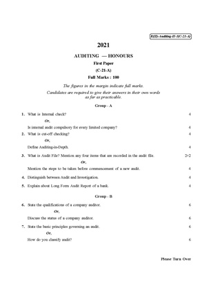 CU-2021 B. Com. (Honours) Auditing Part-II Paper-C-21A (From 2014) QP.pdf