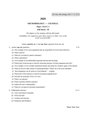 CU-2020 B.Sc. (General) Microbiology Semester-I Paper-CC1-GE1 QP.pdf