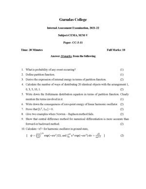GC-2021 B.Sc. (Honours) Chemistry Semester-V Paper-CC-11 IA QP.pdf