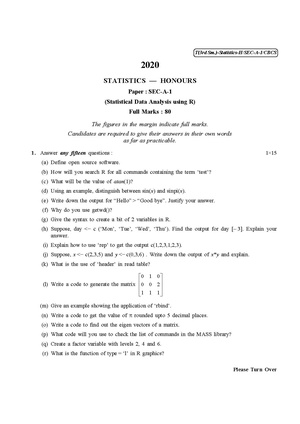 CU-2020 B.Sc. (Honours) Statistics Semester-III Paper-SEC-A-1 QP.pdf