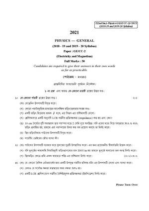 CU-2021 B.Sc. (General) Physics Semester-II Paper-CC2-GE2 QP.pdf