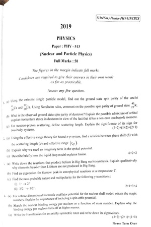 CU-2019 M.Sc. Physics Semester-III Paper-PHY-513 Nuclear & Particle Physics QP.pdf
