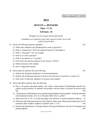 CU-2021 B.Sc. (Honours) Botany Semester-VI Paper-CC-14 QP.pdf