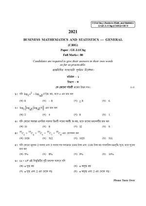 CU-2021 B. Com. (General) Business Mathematics & Statistics Semester-3 Paper-GE-3.1CHG.pdf