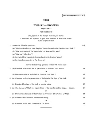 CU-2020 B.A. (Honours) English Semester-III Paper-CC-7 QP.pdf