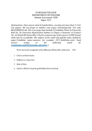 GC-2020 B.A. (Honours) English Semester-I Paper-CC-2 IA QP.pdf