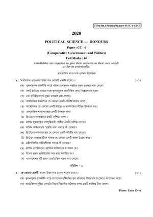 CU-2020 B.A. (Honours) Political Science Semester-III Paper-CC-6 QP.pdf