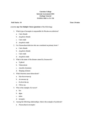 GC-2020 B.Sc. (General) Zoology Semester-V Paper-DSE-A-1-TH IA QP.pdf