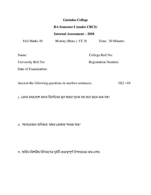 GC-2018 B.A. (Honours) History Semester-I Paper-CC-2 IA QP.pdf