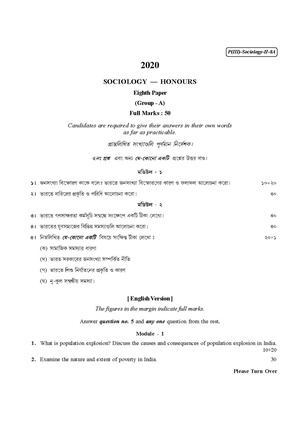 CU-2020 B.A. (Honours) Sociology Part-III Paper-VIII Group-A QP.pdf