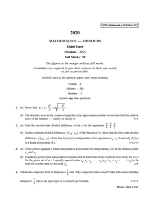 CU-2020 B.Sc. (Honours) Mathematics Part-III Paper-VIII Module-XV QP.pdf