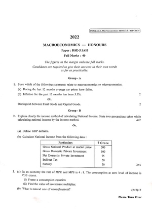 CU-2022 B. Com. (Honours) Macroeconomics Semester-5 Paper-DSE-5.1AH QP.pdf