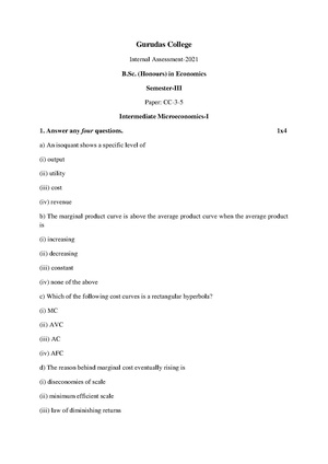 GC-2021 B.Sc. (Honours) Economics Semester-III Paper-CC-5 IA QP.pdf