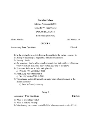 GC-2021 B.Sc. (Honours) Economics Semester-V Paper-CC-12 IA QP.pdf