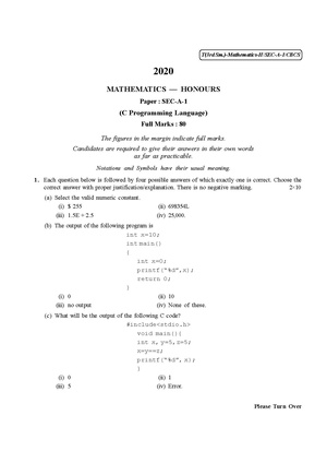 CU-2020 B.A. B.Sc. (Honours) Mathematics Semester-III Paper-SEC-A-1 QP.pdf