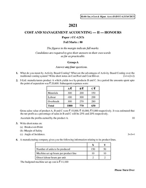 CU-2021 B. Com. (Honours) Cost and Management Accounting-II Semester-IV Paper-CC-4.2CH QP.pdf