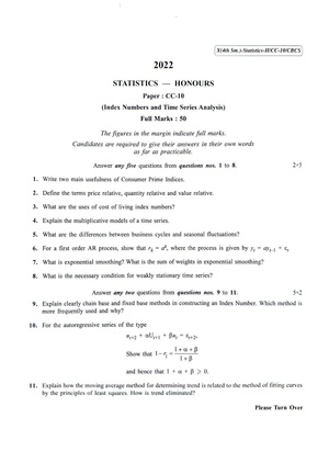 CU-2022 B.Sc. (Honours) Statistics Semester-4 Paper-CC-10 QP.pdf