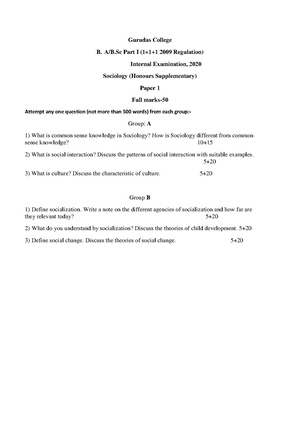 GC-2020 B.A. B.Sc. (Honours Suppl.) Sociology Part-I Paper-I QP.pdf