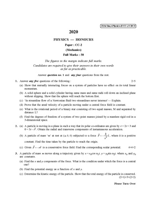 CU-2020 B.Sc. (Honours) Physics Semester-I Paper-CC-2 QP.pdf