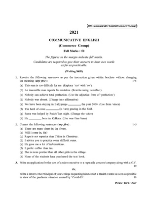 CU-2021 B. Com. (Honours & General) Communicative English Part-I (Commerce Group) QP.pdf