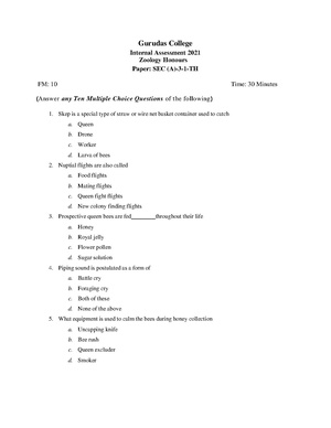 GC-2020 B.Sc. (Honours) Zoology Semester-III Paper-SEC-A-1-TH IA QP.pdf