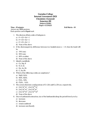 GC-2021 B.Sc. (General) Chemistry Semester-III Paper-CC3-GE3 IA QP.pdf