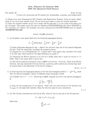 CU-2020 M.Sc. Physics Semester-IV Paper-PHY 521 QFT QP.pdf