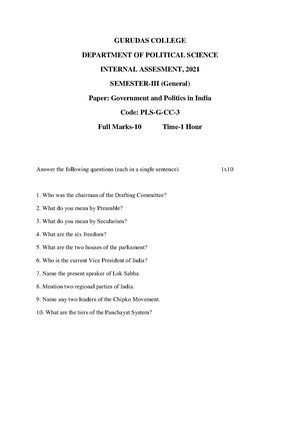 GC-2020 B.A. (General) Political Science Semester-III Paper-CC-3 IA QP.pdf