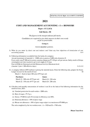CU-2021 B. Com. (Honours) Cost and Management Accounting-I Semester-II Paper-CC-2.1CH QP.pdf