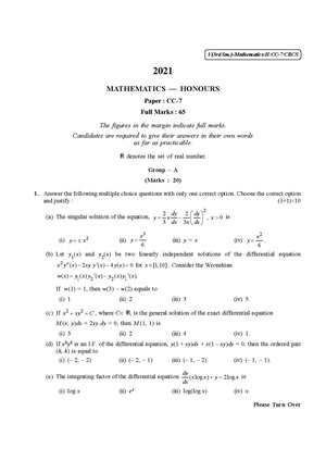 CU-2021 B.Sc. (Honours) Mathematics Semester-3 Paper-CC-7 QP.pdf
