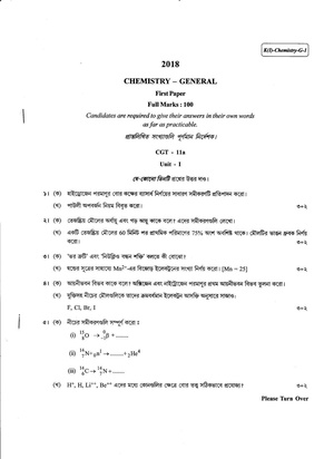 CU-2018 B.Sc. (General) Chemistry Paper-I QP.pdf
