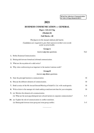 CU-2021 B. Com. (Honours & General) Business Communication Semester-II Paper-GE-2.1CHG QP.pdf