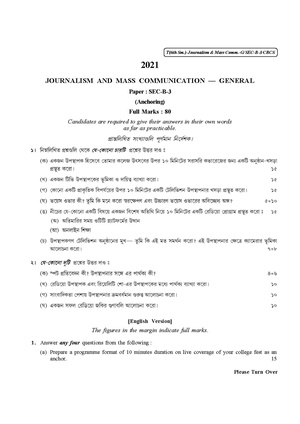 CU-2021 B.A. (General) Journalism Semester-VI Paper-SEC-B-3 QP.pdf