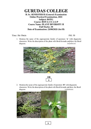 GC-2021 B.Sc. (General) Botany Semester-II Paper-CC2P-GE2P (Set-II) Practical QP.pdf