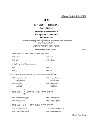 CU-2020 B.Sc. (General) Physics Semester-III Paper-SEC-A-1 QP.pdf