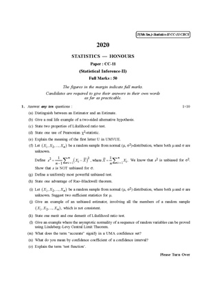 CU-2020 B.Sc. (Honours) Statistics Semester-V Paper-CC-11 QP.pdf