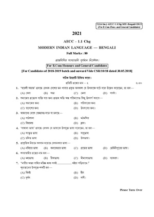 CU-2021 B. Com. (Honours & General) Modern Indian Language-Bengali Semester-1 Paper-AECC-1.1 CHG (2018-19 Batch) QP.pdf