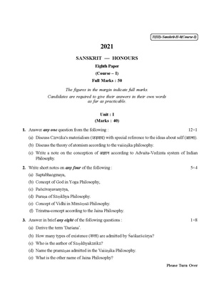 CU-2021 B.A. (Honours) Sanskrit Part-III Paper-VIII (Course-I) QP.pdf