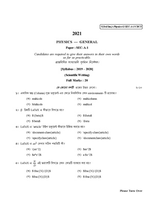 CU-2021 B.Sc. (General) Physics Semester-3 Paper-SEC-A-1 QP.pdf