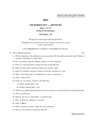 CU-2021 B.Sc. (Honours) Microbiology Semester-VI Paper-CC-14 QP.pdf