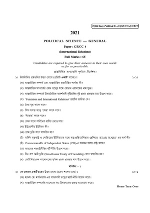 CU-2021 B.A. (General) Political Science Semester-IV Paper-CC4-GE4 QP.pdf