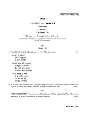 CU-2021 B.A. (Honours) Sanskrit Part-III Paper-V (Course-I) QP.pdf