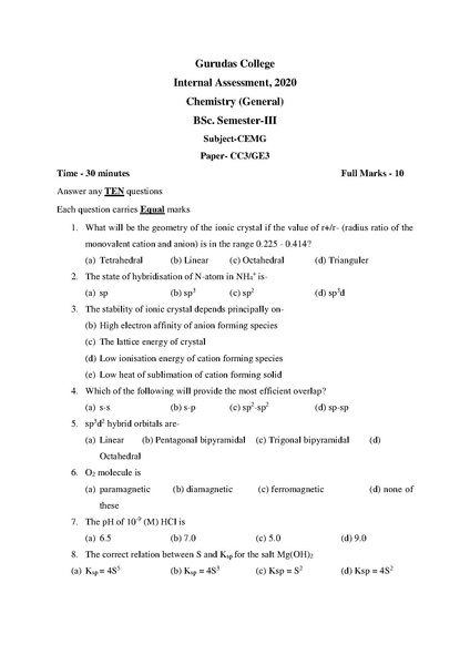 File:GC-2021 B.Sc. (General) Chemistry Semester-III Paper-CC-3-GE ...