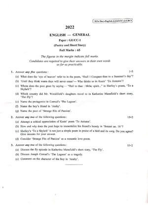CU-2022 B.A. (General) English Semester-1 Paper-CC1-GE1 QP.pdf