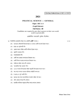 CU-2021 B.A. (General) Political Science Semester-3 Paper-SEC-A-1 QP.pdf