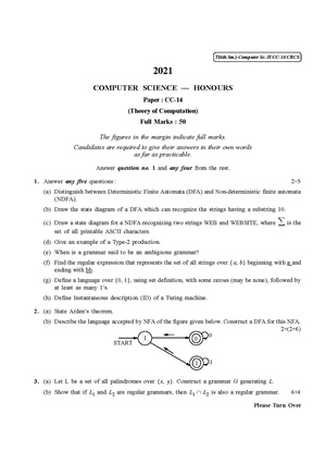 CU-2021 B.Sc. (Honours) Computer Science Semester-VI Paper-CC-14 QP.pdf