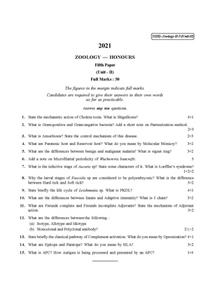 CU-2021 B.Sc. (Honours) Zoology Part-III Paper-V (Unit-II) QP.pdf