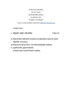GC-2021 B.A. (Honours) Sanskrit Semester-V Paper-DSE-2 Tutorial QP.pdf